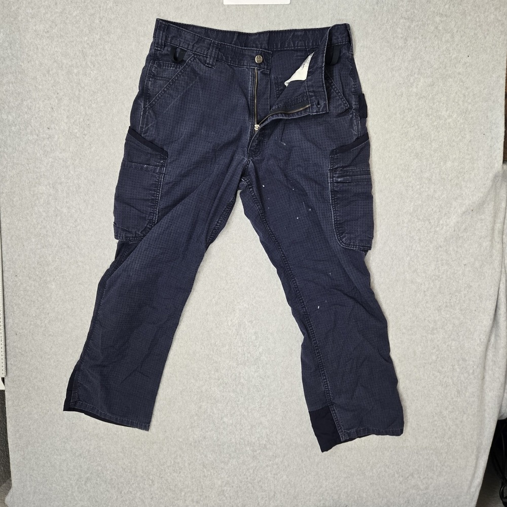 Carhartt Men Pants 36X30 Navy Blue Cargo Broxton Work Pants Loose Fit Y2K READ